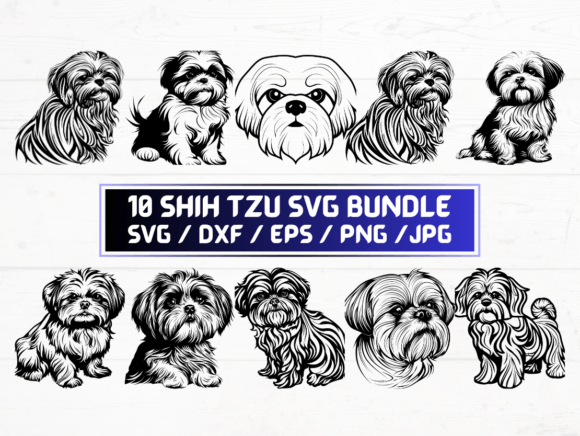 10 Shih Tzu SVG Graphics for Crafts
