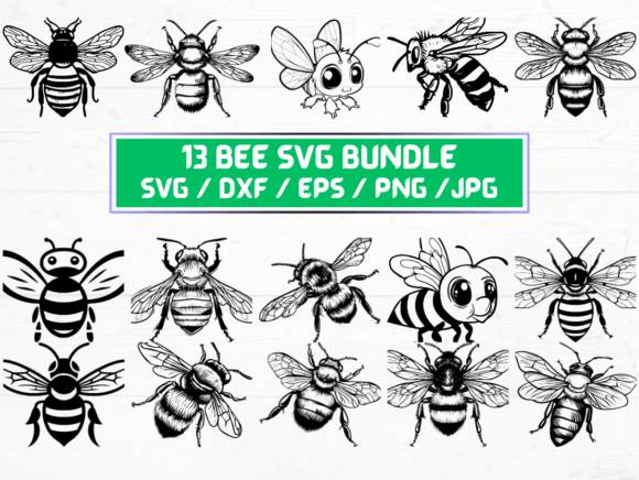 13 Bee SVG Laser Cut Graphics for Crafts