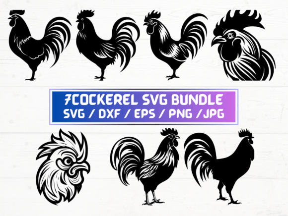 7 Cockerel SVG Graphics for Crafts