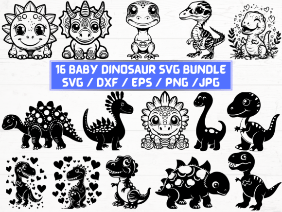 Baby Dinosaur Laser Engraving Cut Files for Graphics and Crafts