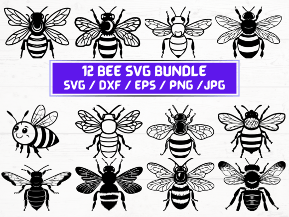 Bee SVG Bundle Graphics for Crafts and Branding