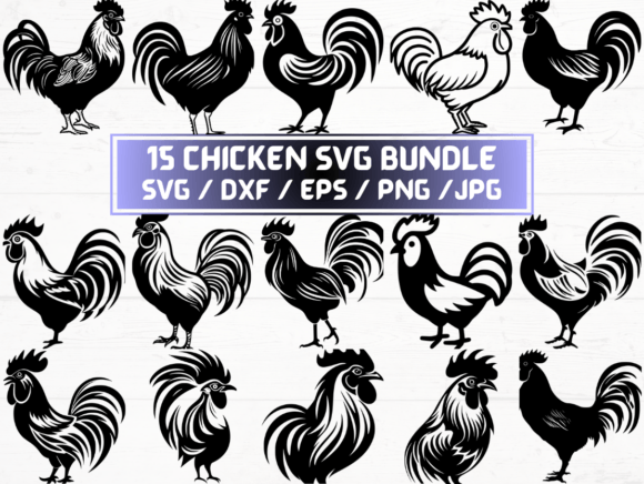 Chicken SVG, DXF, EPS, JPG, PNG Graphics for Crafts