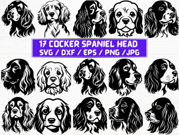 Cocker Spaniel Head SVG. DXF. EPS. PNG for Graphics and Crafts