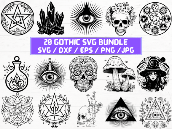 Gothic Laser Engraving Cut Files for Graphics and Crafts