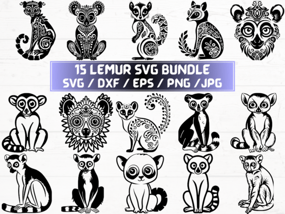 Lemur SVG, DXF, EPS, JPG, PNG Graphics for Crafts
