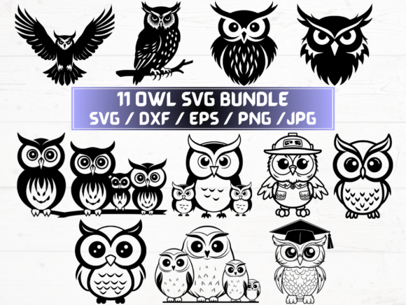 Owl SVG, DXF, EPS, JPG, PNG Graphics for Crafts