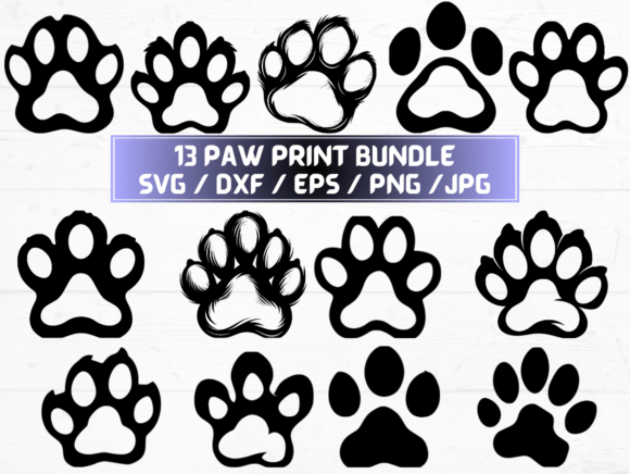 Paw Print SVG, DXF, EPS, JPG, PNG Graphics and Crafts