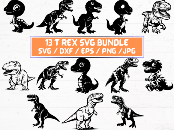 T Rex SVG Laser Cut Graphics for Crafts and Branding