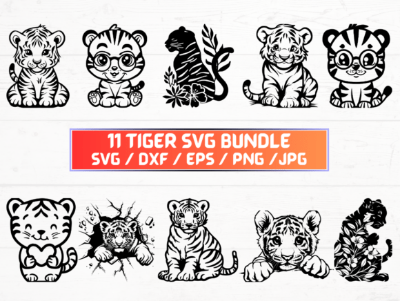 Tiger SVG Bundle Graphics for Crafts