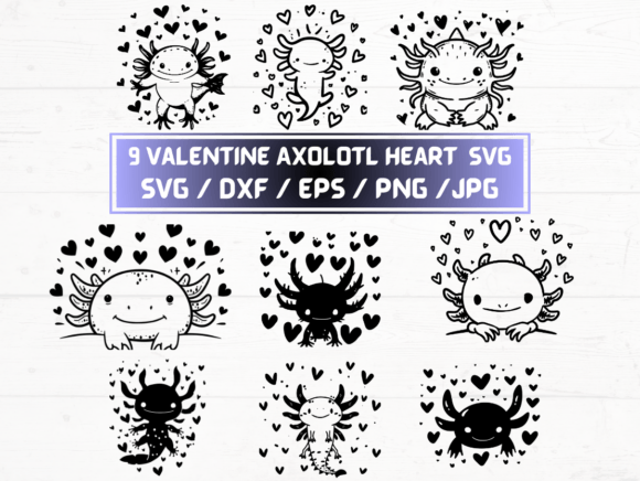 Valentine Axolotl Heart SVG, DXF, EPS Graphics and Crafts Review