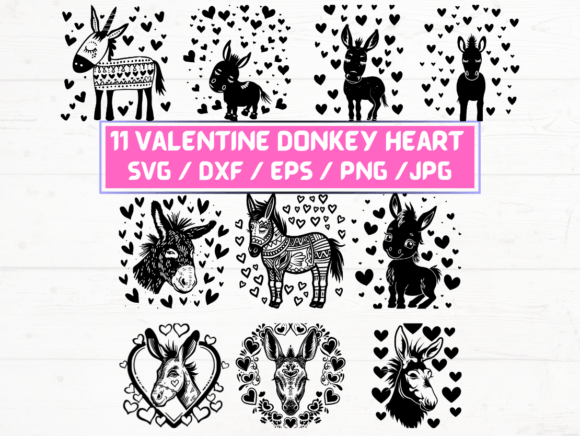 Valentine Donkey Heart SVG, DXF, EPS Review