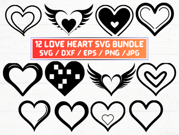 Valentine Love Heart SVG Graphics for Crafts