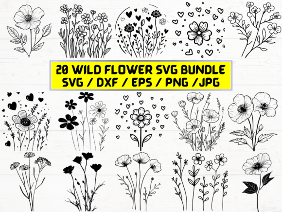 Wild Flower SVG Graphics for Crafts and Branding